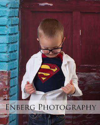 Superman child photography superman shirt and glasses
