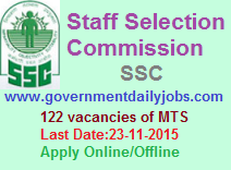 SSC RECRUITMENT 2015 MTS VACANCIES