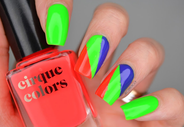 Cirque Vice Neon Colourblocking Nail Art