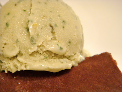 Chocolate terrine and basil ice cream