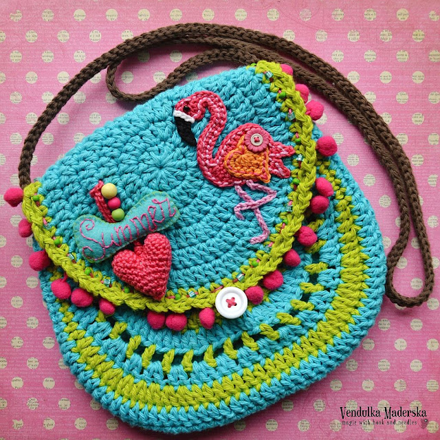 Crochet Flamingo Purse - pattern by Vendulkam