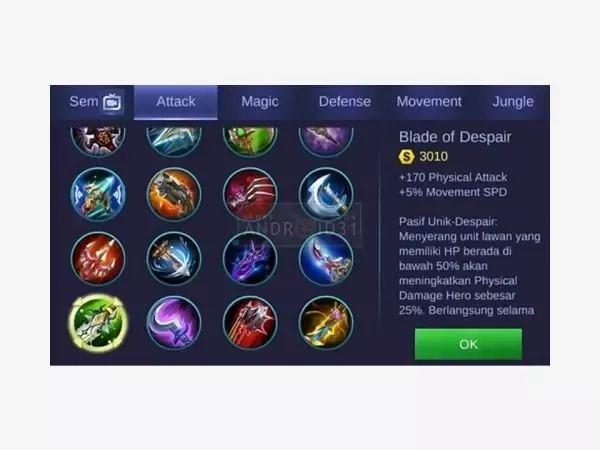 Blade of Despair Mobile Legends