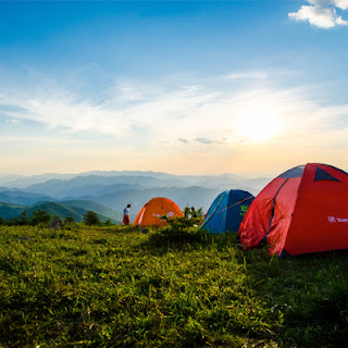 Tents on hillside