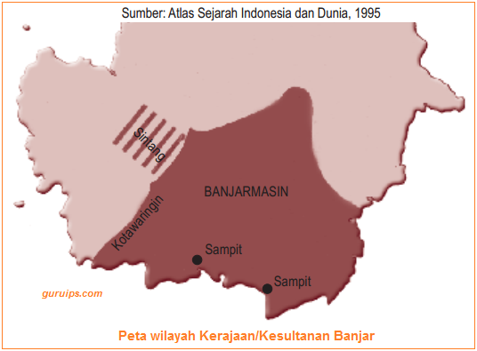 Peta wilayah Kerajaan-Kesultanan Banjar