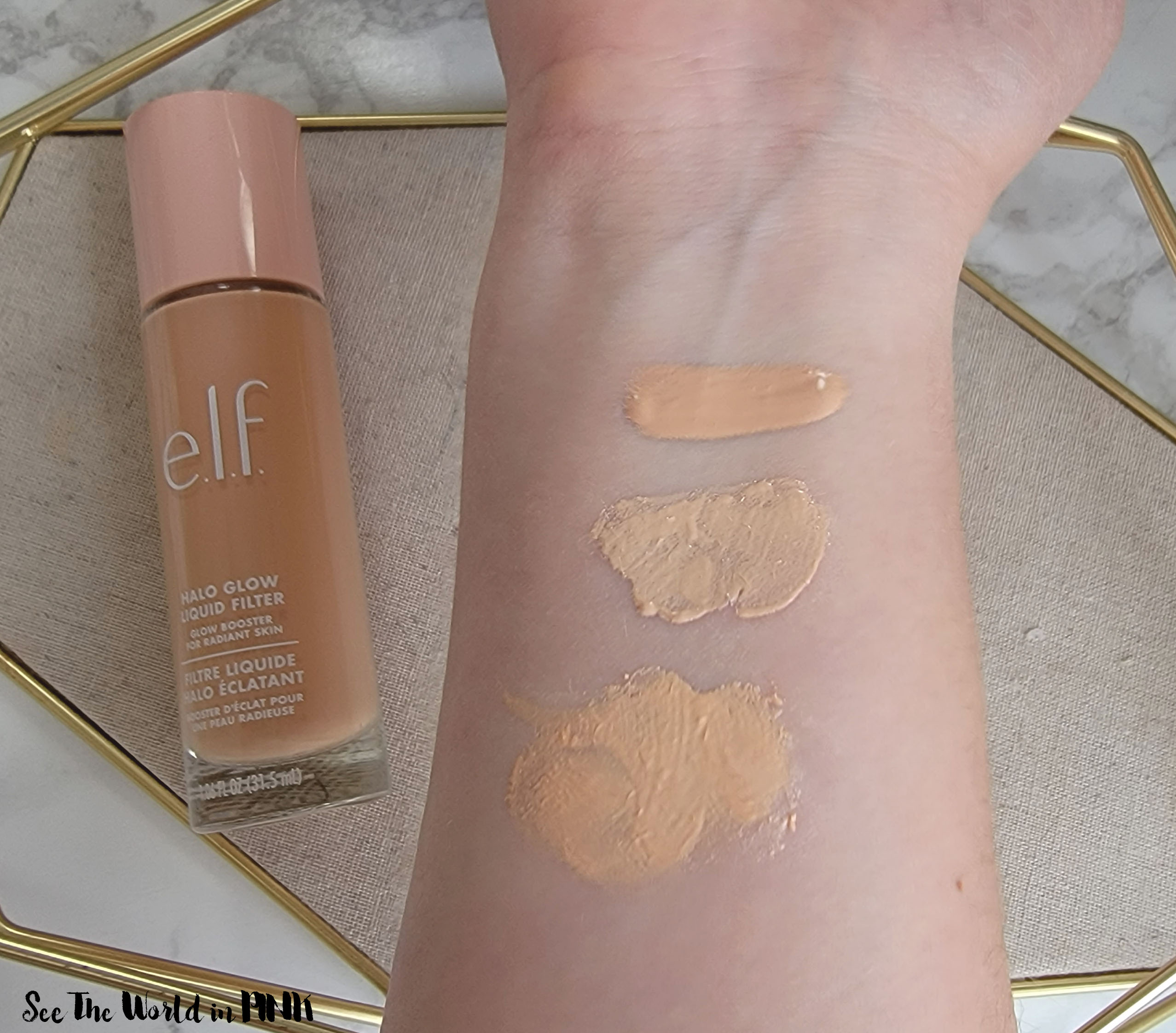 Glowing With New ELF Products - Whoa Glow SPF, Halo Glow Liquid Filter, Halo Glow Blush and Highlighter Beauty Wand, Lip Lacquer, and Lash 'N Roll Mascara