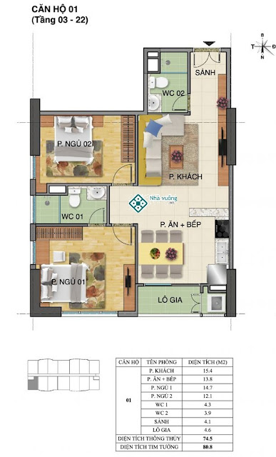 Căn hộ số 01 tòa Trường An- Tràng An Complex