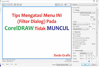 Cara mengatasi Export File CorelDRAW Tidak Muncul Menu Setting Ukuran dan Resolusi