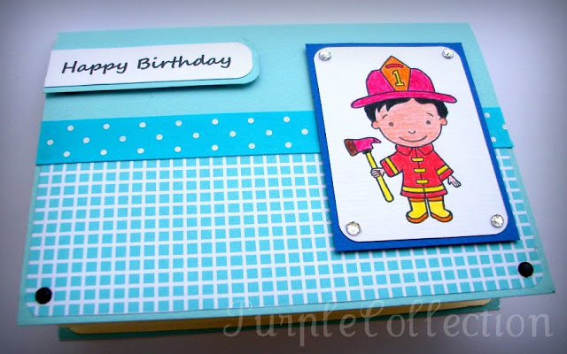 Birthday Card, blue birthday card, billy the fireman
