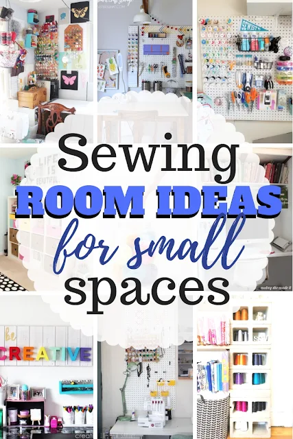 Great list of several sewing room and craft room organization ideas especially sewing room ideas for small spaces.
