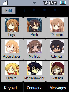 Anime Sword Art Online Samsung Corby 2 Theme 2 Menu