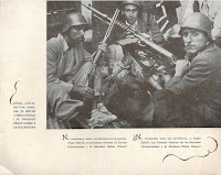 Page from Visions anti-fascist publication showing citizens holding rifles and machine guns behind a barricade.