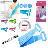 Silicone Bath Body Brush, Exfoliating Long Double Side Silicone Body Back Scrubber, Strong Rub Back Mud Silica Gel Bath Towel, Easy to Clean, Telescopic Flexibility for Women and Teenagers