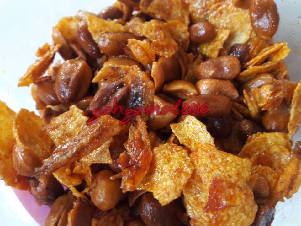 RESEPI KACANG PEDAS CORNFLAKES - R E S E P I