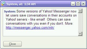 Yahoo messenger beta Chat history Archive