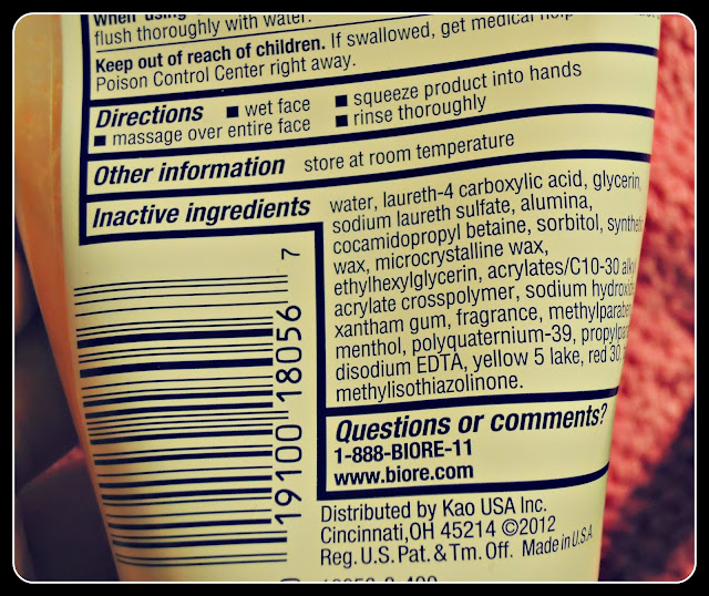 Biore face wash ingredients