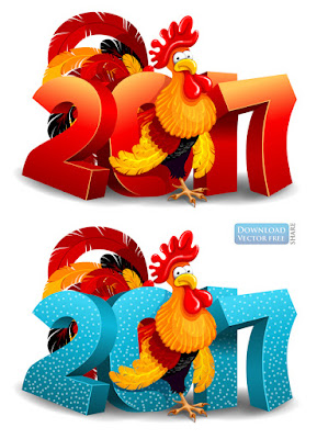 Biểu tượng 3D năm 2017 với gà trống new year vector 4802