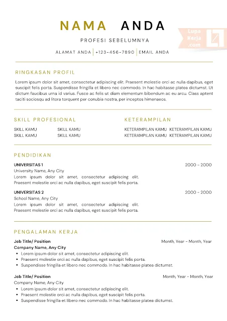 Contoh CV ATS Friendly Fresh Graduate Bahasa Indonesia dan Inggris