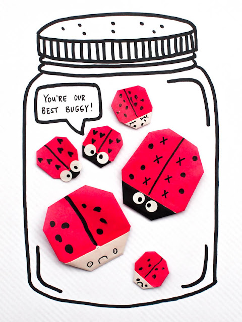 make origami ladybug valentines- super cute bug themed Valentine's day craft