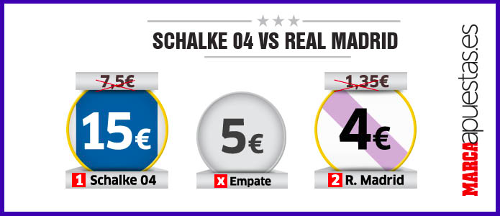 marca apuestas megacuota mas bono 150 euros champions Shalke vs Real Madrid 18 febrero