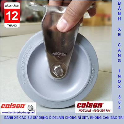 Bánh xe cao su 125x32mm càng inox 304 Colson không xoay | 2-5408-444 www.banhxeday.xyz