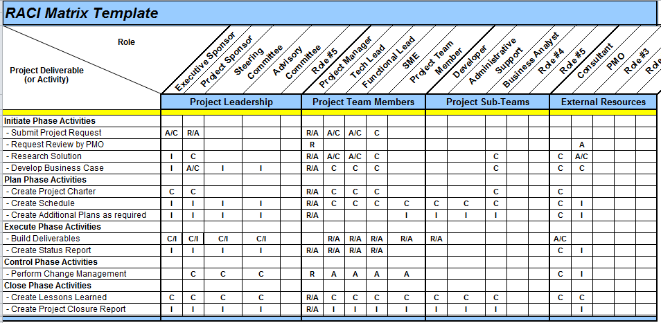 Excel Spreadsheets Help: RACI Matrix Template in Excel