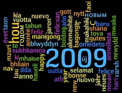 Multilingual 'happy new year' wordle