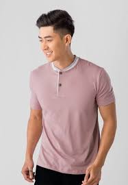 áo cotton nam màu tím nhạt