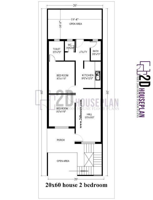 20x60 house plan 3 bedroom