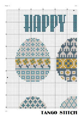 Light blue Happy Easter cross stitch pattern