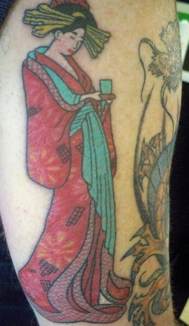 Asian Style Geisha Girl Arm Tattoo Design