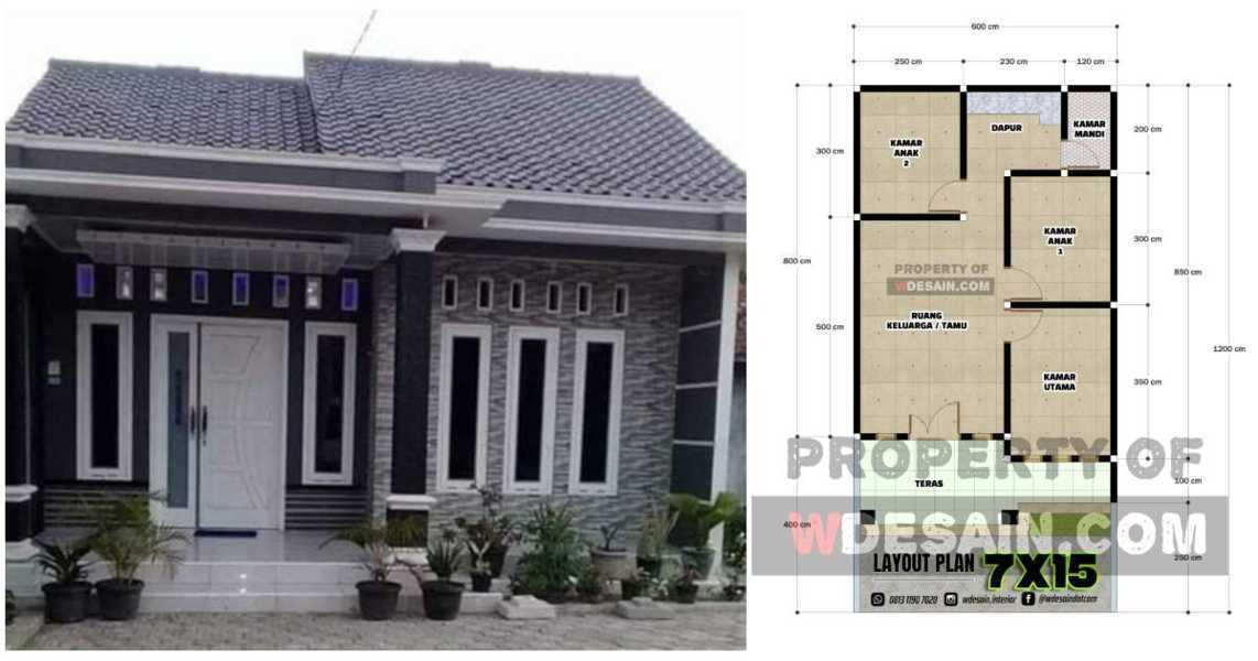 Denah Rumah Sederhana 3 Kamar Tidur 6X12 DESAIN RUMAH 