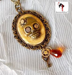 kanzashiland colgante steampunk calavera