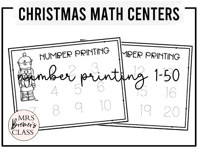 Christmas Math Center activities for Kindergarten and First Grade with measurement, patterns, counting, addition, sorting, and more