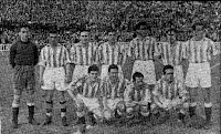 📸REAL VALLADOLID DEPORTIVO 📆18 abril 1943 ⬆️Ispizúa, Busquet, Sañudo, Barrios, Barinaga, Leoncito y Torquemada. ⬇️López, Vázquez, Rufo y Quetglás. GRANADA C. F. 2 🆚 REAL VALLADOLID DEPORTIVO 0. Domingo 18/04/1943, 17:30 horas. Promoción de ascenso a 1ª División, partido único. Barcelona, campo de Las Corts. GOLES: ⚽1-0: 71’, Nicolá. ⚽2-0: 83’, Nicolá.