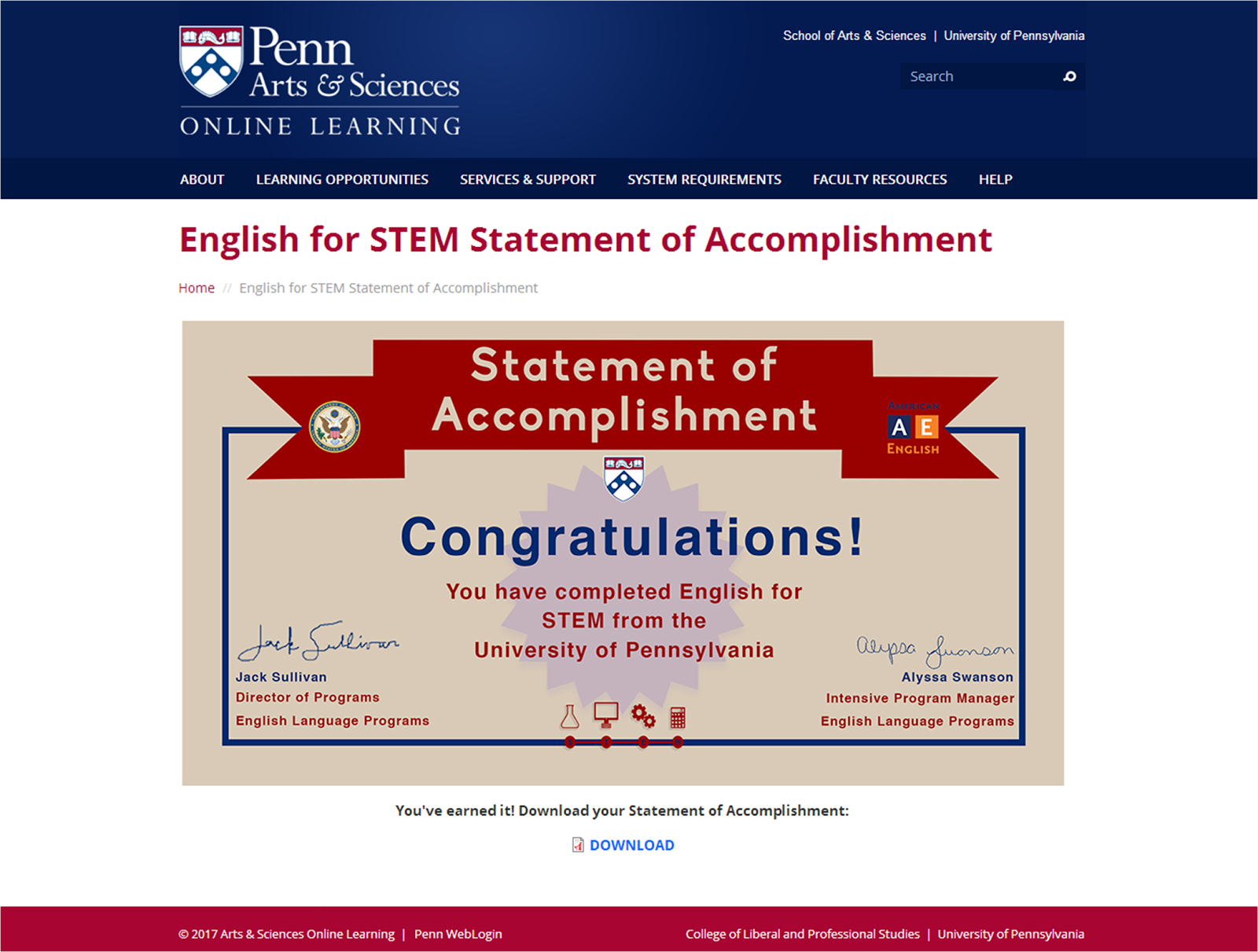 English for Science Technology Engineering and Mathematics STEM Statement of Ac plishment