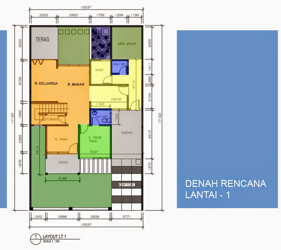 Contoh Denah  Rumah  1  Lantai  4 Kamar Tidur 2019 