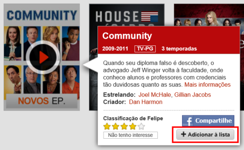 Netflix testa função "Adicionar à lista"