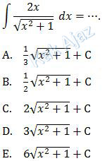 Integral substitusi, integral tak tentu fungsi aljabar UN 2013 no. 33