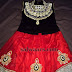 Red Lehenga High Neck Blouse