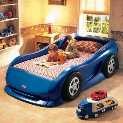  Tikes Race   Twin on Little Tikes Blue Twin Sports Car Bed