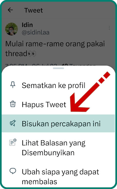 Bisukan notifikasi twitter