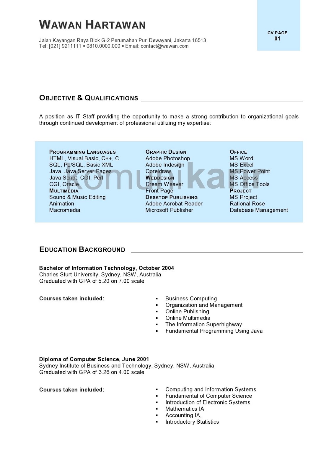 CurriculumVitae Cover Letter Template