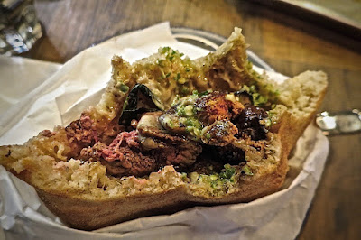 Miznon, chicken liver pita