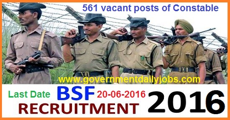 BSF RECRUITMENT 2016 CONSTABLE POSTS