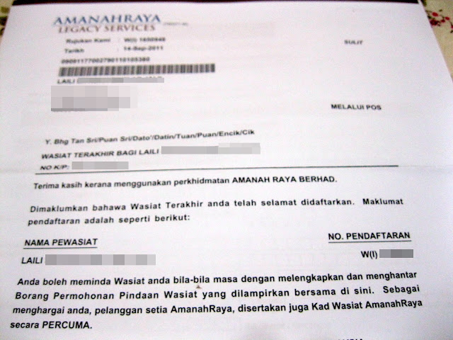 Amanah Raya Wasiat Terakhir Ciklaili 