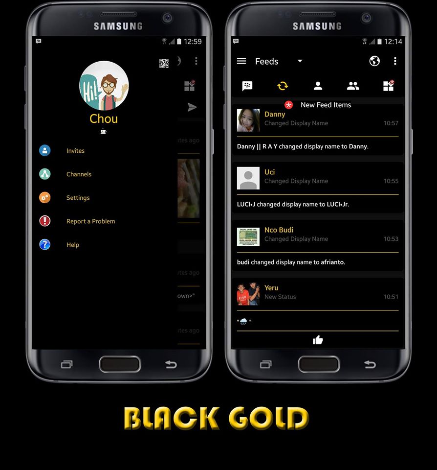 BBM MOD Black Gold Apk v.3.0.1.25 Unclone Full DP Terbaru