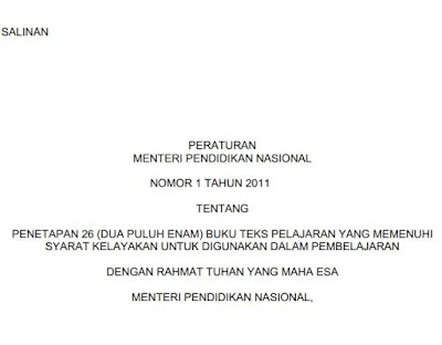 Permendikbud Nomor 1 Tahun 2011