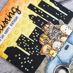 Sunny Studio Stamps: Cruising Critters Cityscape Border Dies Friendship Card by Lexa Levana