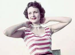 A black and white photo of Betty White