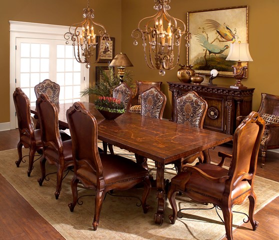Tuscan style furniture for romantic dining room